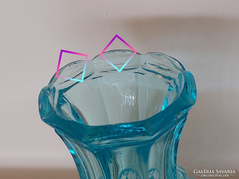 Régi kék üvegváza kis üveg váza 8 cm