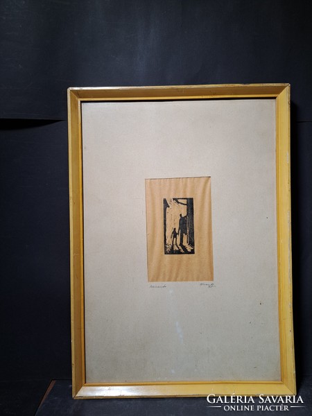 Memento - 1966, linocut, h. Crout? (Full size 38x53, the work itself 10x5 cm)