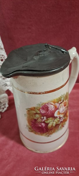 S.Johnson antique metal jug with lid
