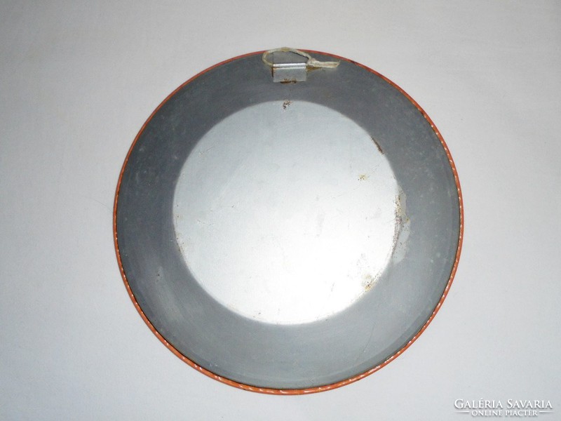 Retro painted metal plate wall plate decorative plate - 20 cm diameter