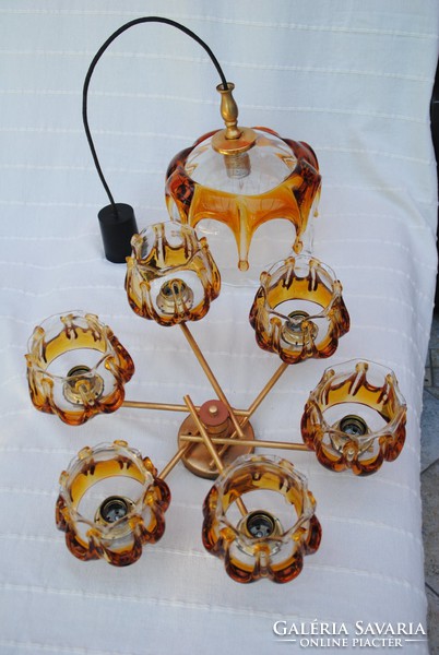 Fantastic pair of vintage glass chandeliers, Oberglas Austria,