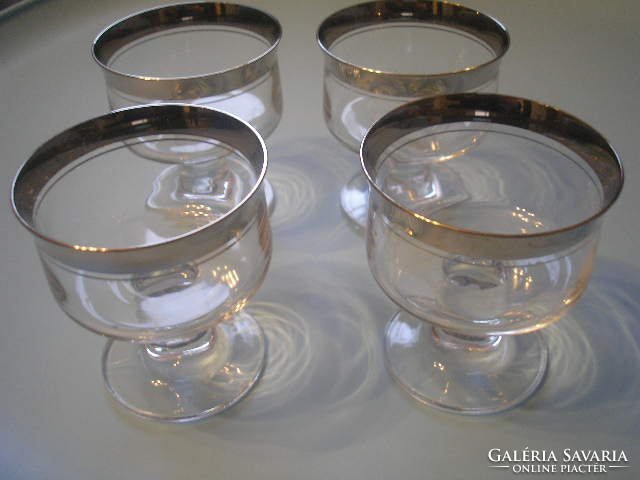 U7 antique thick silver rim ornate glass set with 4 pcs rarity curiosity