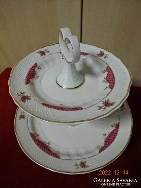 Hollóháza porcelain, two-level cake stand, height 24 cm. He has! Jokai.