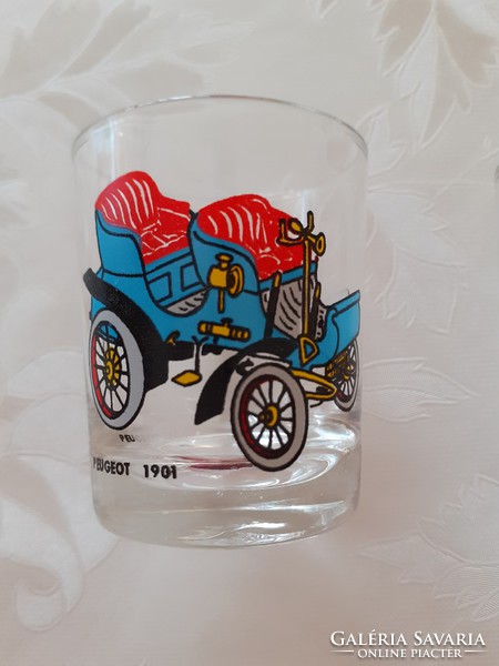 Régi retro likőrös pohár oldtimer autós 2 db