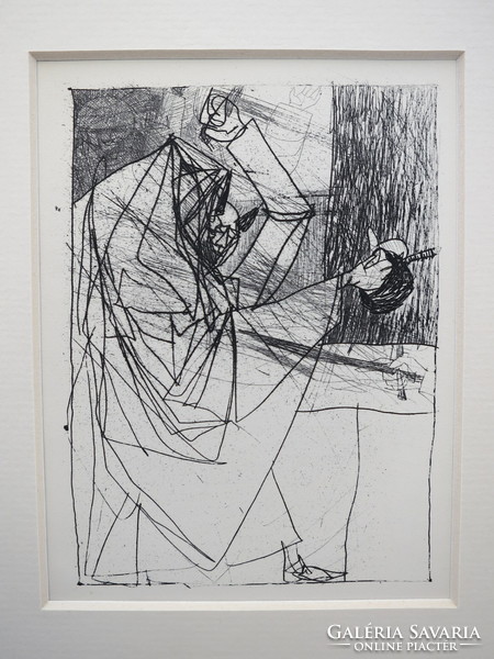 Kondor Béla (1931-1972): Illusztráció V., rézkarc, oeuvre katalógus 61/53
