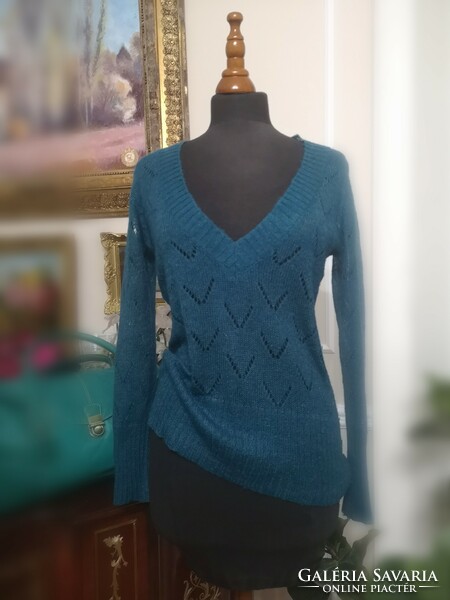 Casablanca 38 exclusive petrol blue lace mohair, mohair sweater