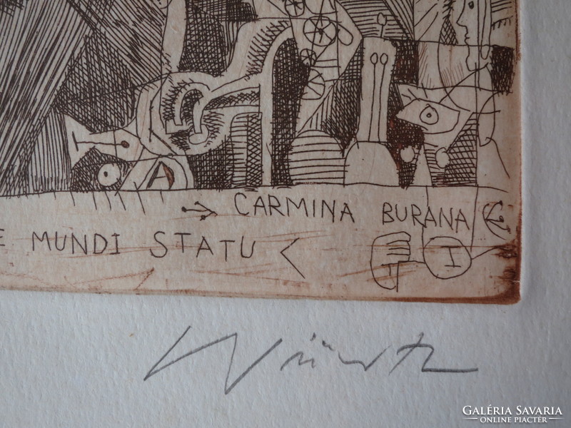 Würtz Ádám: Carmina Burana / rézkarc, próbanyomat, 1983