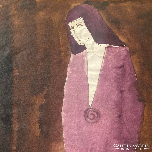 Akvarell divat/ruha terv a 70-es évekből - Deákfalvi Sarolta