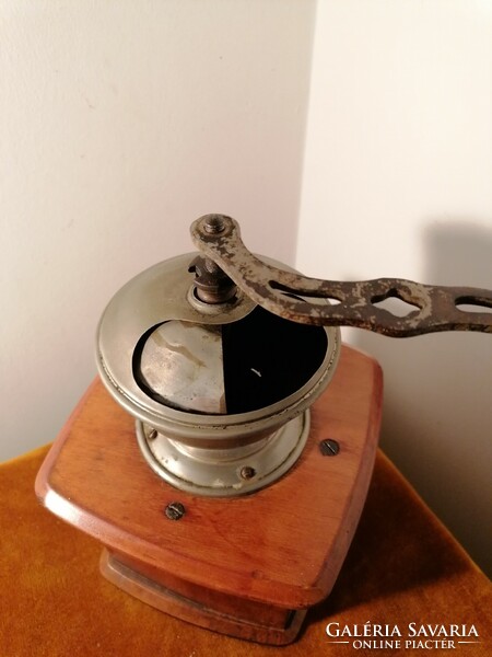 Antique, wooden, coffee grinder, ideal marked