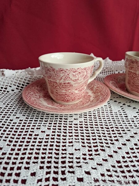 Gyönyörű 4 db  angol jelenetes  teáscsésze szettek csésze szett csészealj