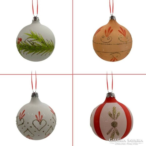 Retro blown glass hand-painted Christmas tree decorations 2 pcs