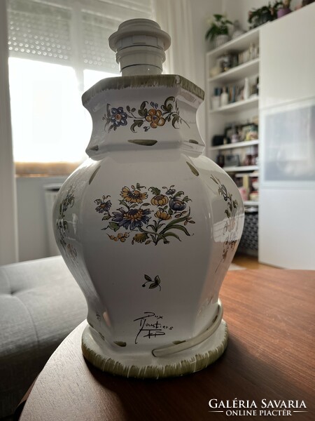 French Moustiers faience table lamp