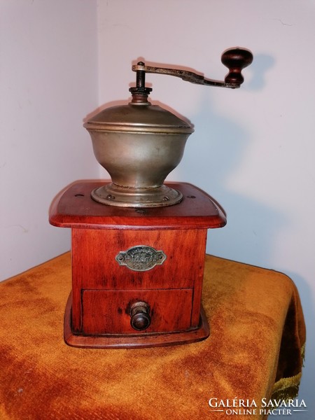 Antique, wooden, coffee grinder, ideal marked