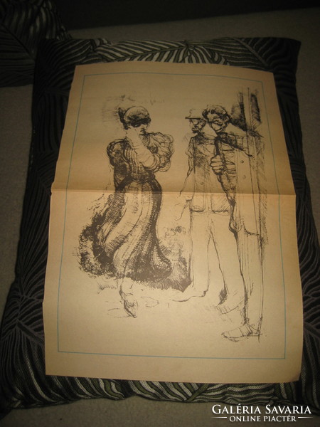 Ferenc Martyn's drawing, attachment, from a diary from the 60s in Transdanubia, top condition