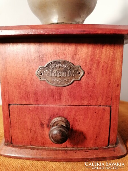 Antique, wooden, coffee grinder, ideal marked