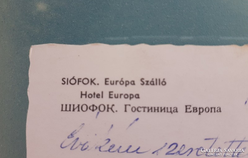Régi retro képeslap Siófok Európa szálló hotel fotó levelezőlap