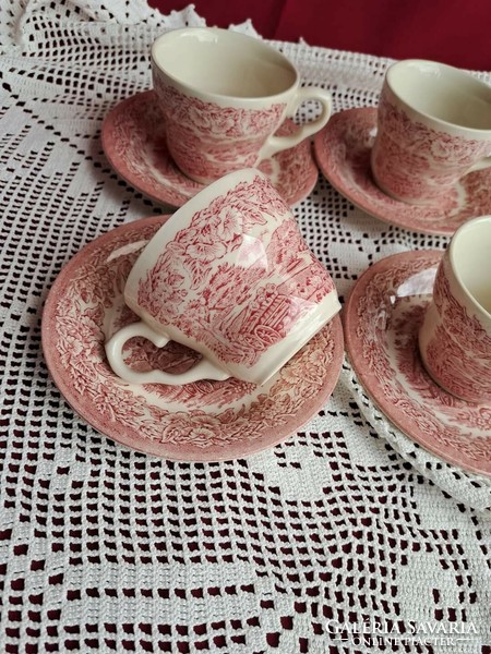 Gyönyörű 4 db  angol jelenetes  teáscsésze szettek csésze szett csészealj