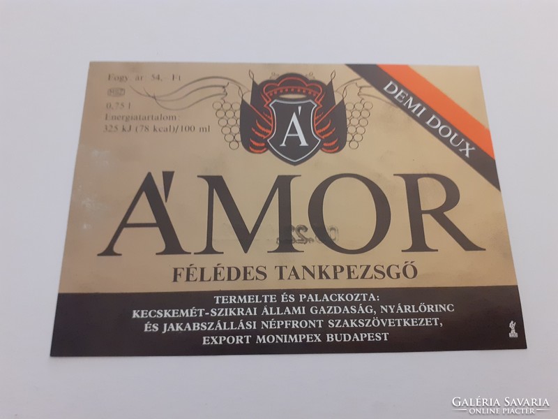Retro pezsgős üvegcímke 1983 ÁMOR tankpezsgő pezsgő címke