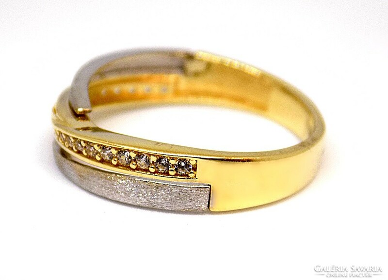 Sárga-fehér arany köves gyűrű (ZAL-Au109367)