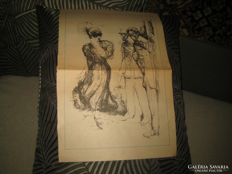Ferenc Martyn's drawing, attachment, from a diary from the 60s in Transdanubia, top condition