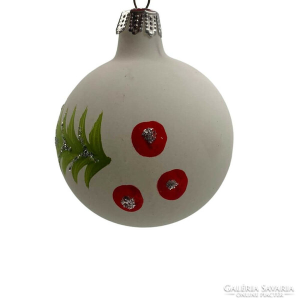 Retro blown glass hand-painted Christmas tree decoration 3 pcs