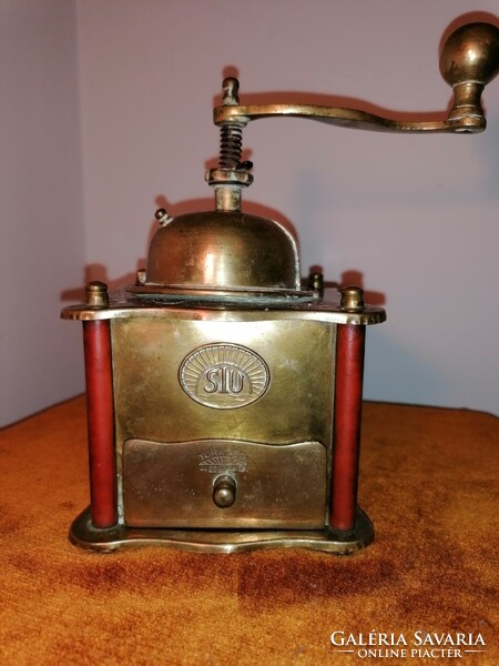 Antique brass coffee grinder