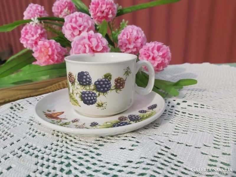 Beautiful English blackberry pattern butterfly blackberry cup and saucer set