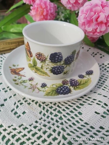 Gyönyörű angol szedermintás pillangós szedres csésze szett csészealj