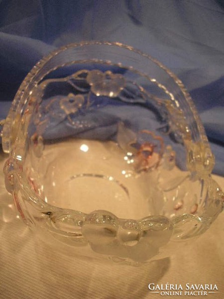 N15 waltherglas thick walled colored glass folding handle basket for sale in perfect condition