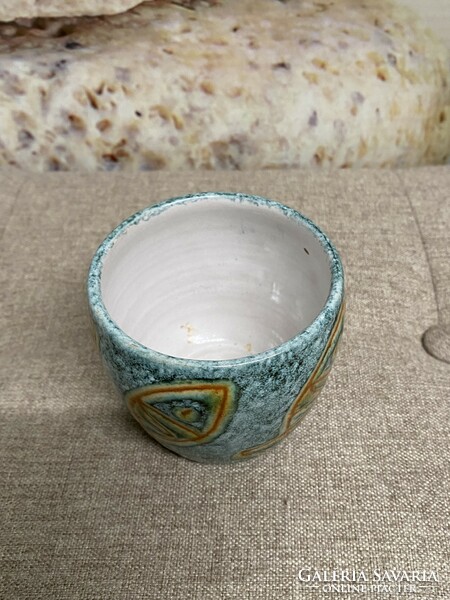 Painted - glazed fish pattern ceramic candle holder a34