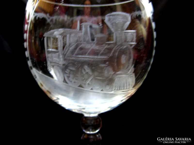 Decorative cup with polished locomotive decoration