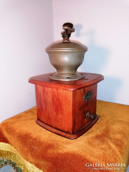 Antique, wooden, coffee grinder, ideal marked