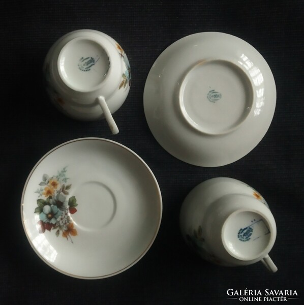 Porcelain tea cup + base, 2 sets, cluj