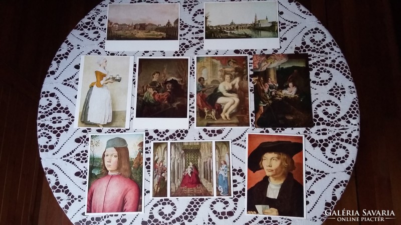 9 Old postcard of paintings in Dresden museums