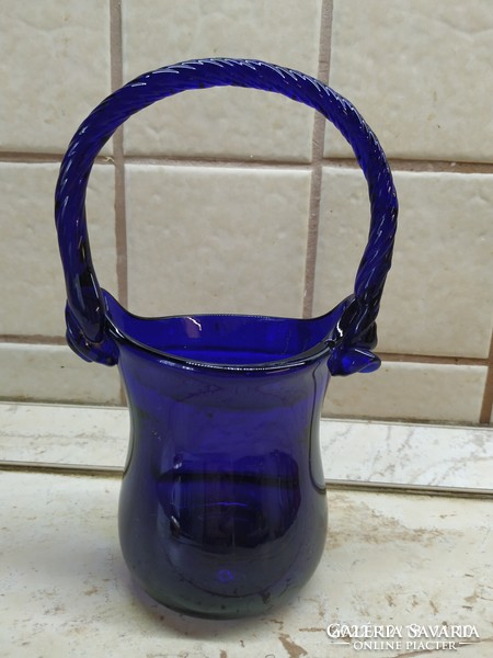 Cobalt blue glass basket for sale!