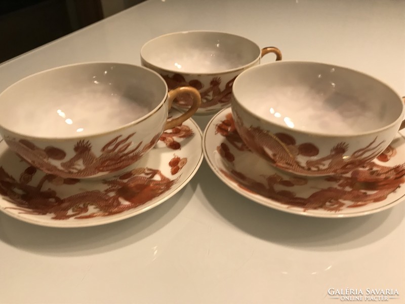 Japanese eggshell porcelain tea cups with a dragon pattern