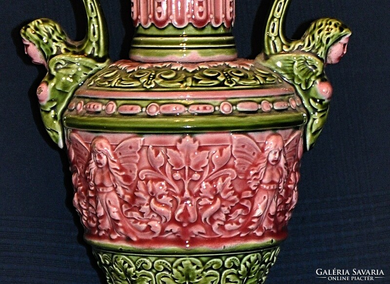 Antique schütz cilli art nouveau majolica amphora, numbered, marked