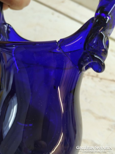 Cobalt blue glass basket for sale!