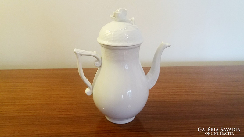 Old white Herend porcelain small coffee pot with mocha spout 15 cm