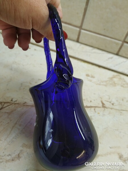 Cobalt blue glass basket for sale!