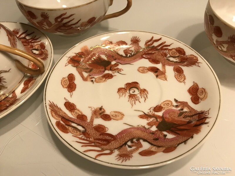 Japanese eggshell porcelain tea cups with a dragon pattern