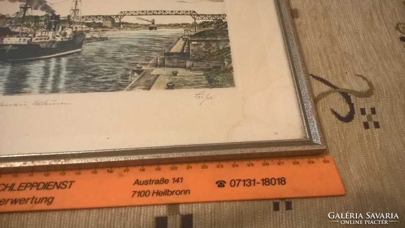 (K) nice colored etching signed