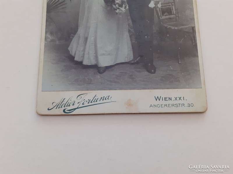 Antique wedding photo Viennese atelier fortuna wien studio old photo bride groom