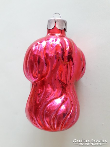 Old glass Christmas tree decoration dog shaped glass decoration pink puppy