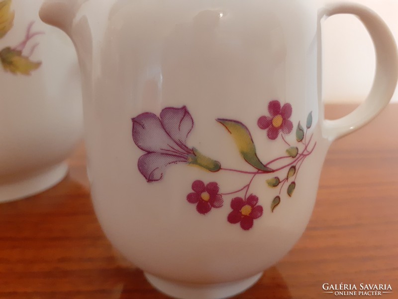 Old lowland porcelain small jug retro funnel flower milk spout 2 pcs
