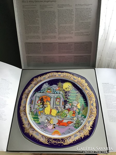 Old rosenthal björn wiinblad porcelain plate in box, with certificate