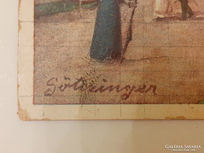 Régi képeslap Götczinger litográfia Budapest Királyi vár levelezőlap