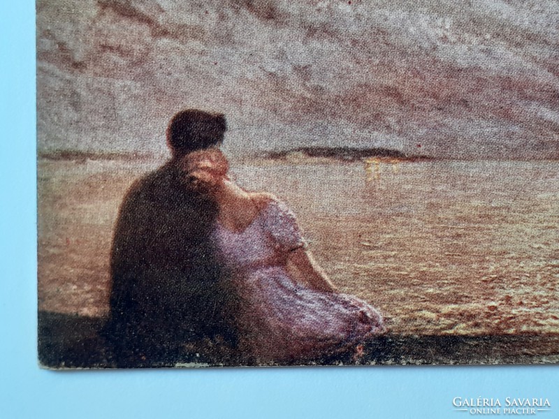 Régi képeslap 1919 szerelmespár a tengerparton levelezőlap