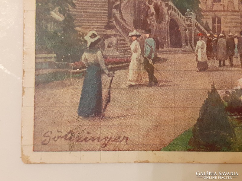 Old postcard Götczinger lithography Budapest royal castle postcard