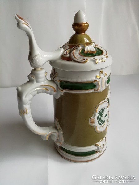 Unterweissbach: jar with porcelain lid and plastic decor, flawless 20 cm